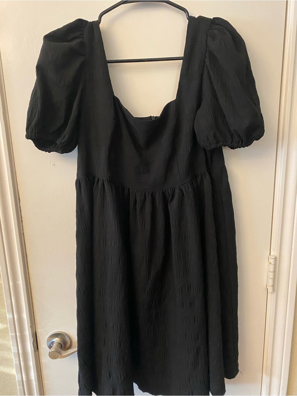 Black Puff Sleeve Square Neck Dress - Brand Unspecified